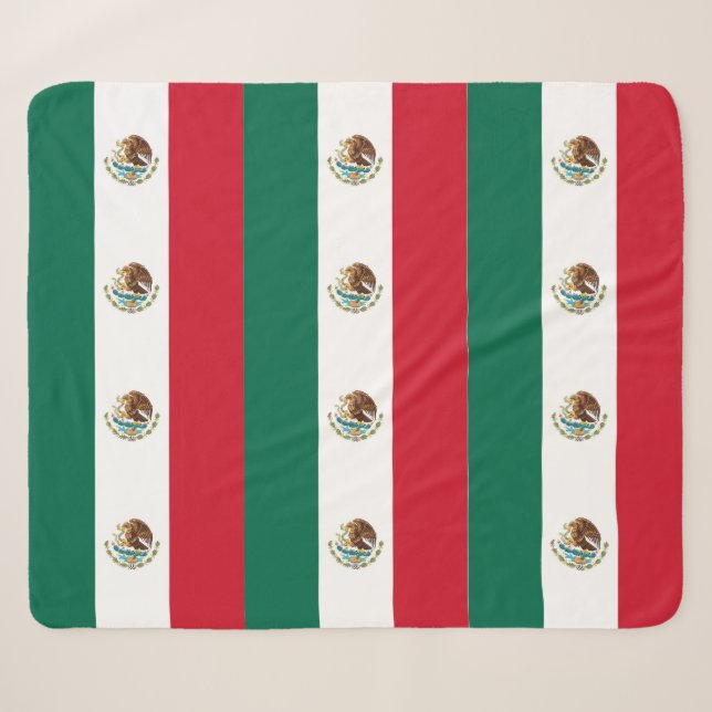 Patriotic Sherpa Blanket mit mexikanischer Flagge Sherpadecke (Vorderseite (Horizontal))