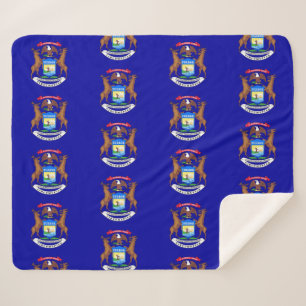 Patriotic Sherpa Blanket mit Michigan Fahne Sherpadecke