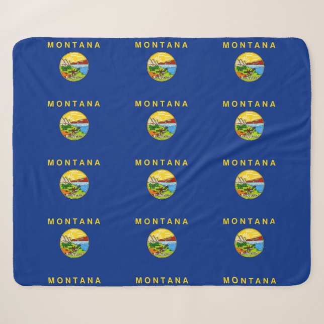 Patriotic Sherpa Blanket mit Montana-Flagge Sherpadecke (Vorderseite (Horizontal))