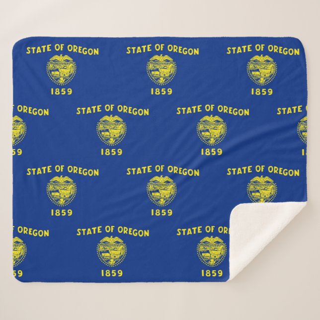 Patriotic Sherpa Blanket mit Oregon-Flagge Sherpadecke (Vorderseite (Horizontal))