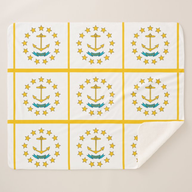 Patriotic Sherpa Blanket mit Rhode Island Flagge Sherpadecke (Vorderseite (Horizontal))