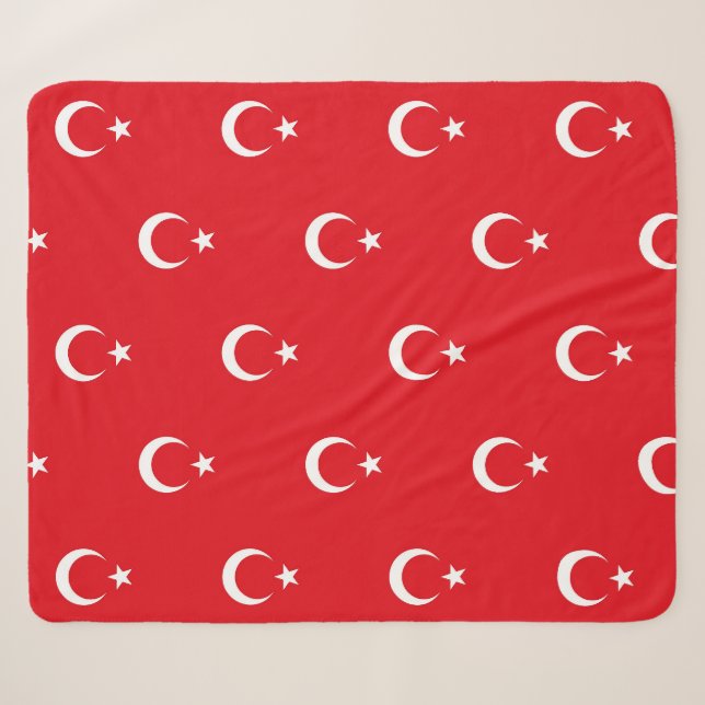 Patriotic Sherpa Blanket mit türkischer Flagge Sherpadecke (Vorderseite (Horizontal))