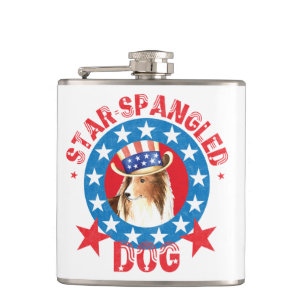 Patriotic Shetland Sheepdog Flachmann