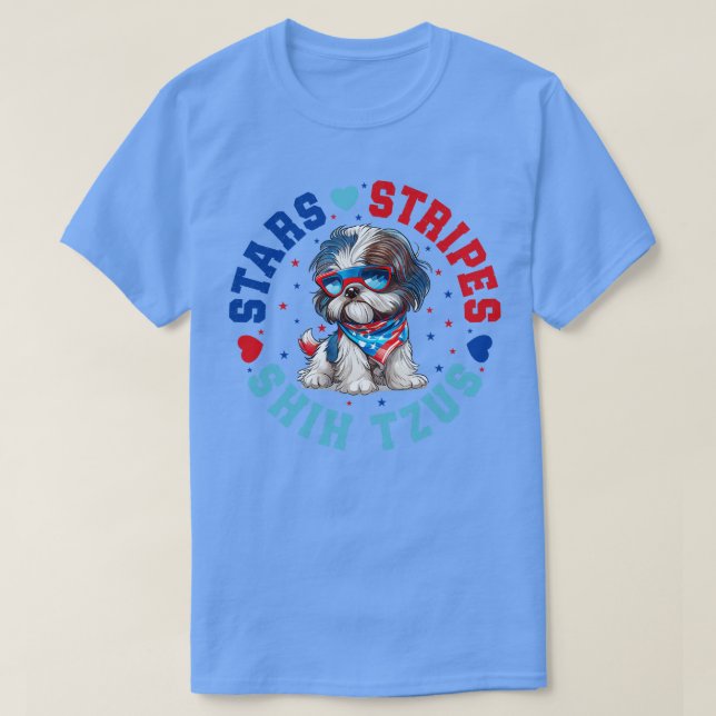 Patriotic Shih Tzu Dog für 4. Juli Feier T-Shirt (Design vorne)
