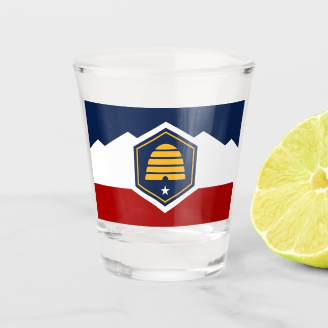 Patriotic shot glass with flag of Utah, USA Schnapsglas (Vorderseite)
