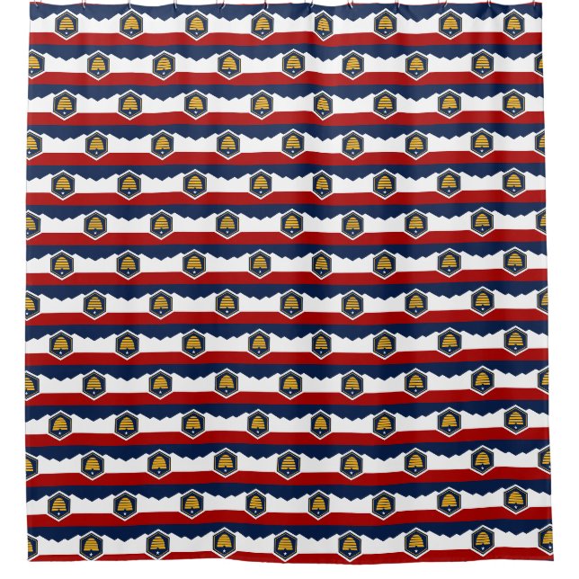 Patriotic Shower Curtain with Flag of Utah, USA Duschvorhang (Vorderseite)