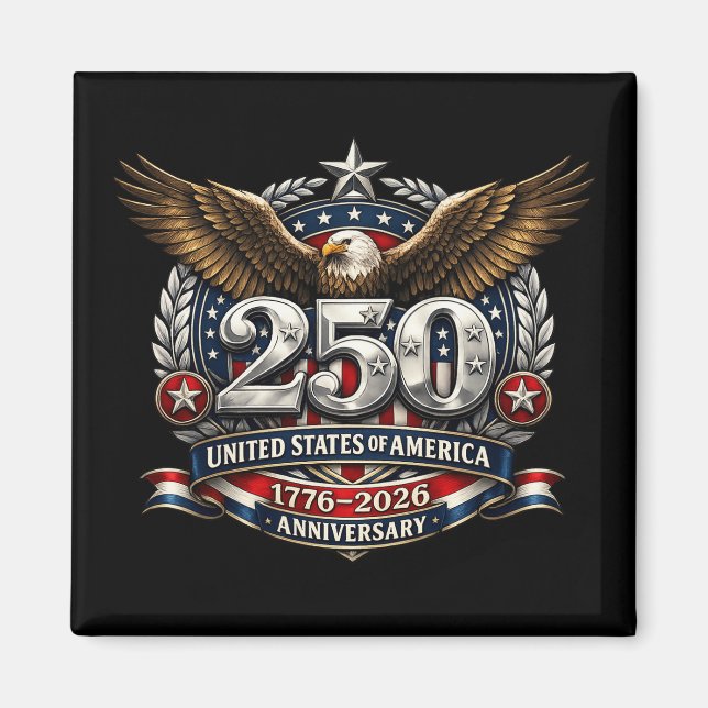 Patriotic Silver Semiquincentennial Emblem Magnet (Vorne)