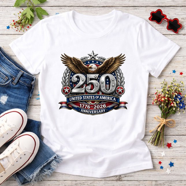 Patriotic Silver Semiquincentennial Emblem T-Shirt (Von Creator hochgeladen)