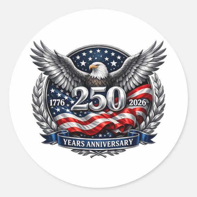 Patriotic Silver Wings of Freedom Runder Aufkleber (Vorderseite)