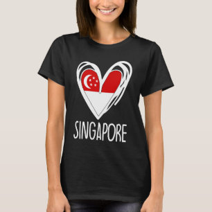 Patriotic Singaporean Niedlich Heart Singapur Flag T-Shirt