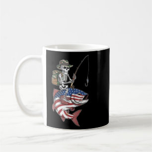 Patriotic Skeleton Fish Halloween American Flag Kaffeetasse