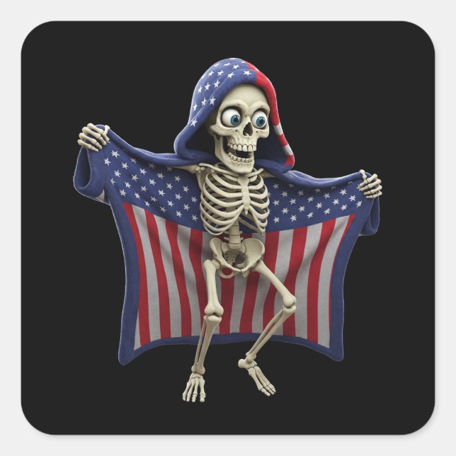 Patriotic Skeleton Hoodie Sticker (Vorderseite)