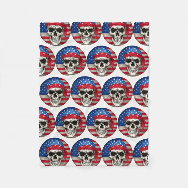 Patriotic Skull Fleece Blanket (Vorderseite)