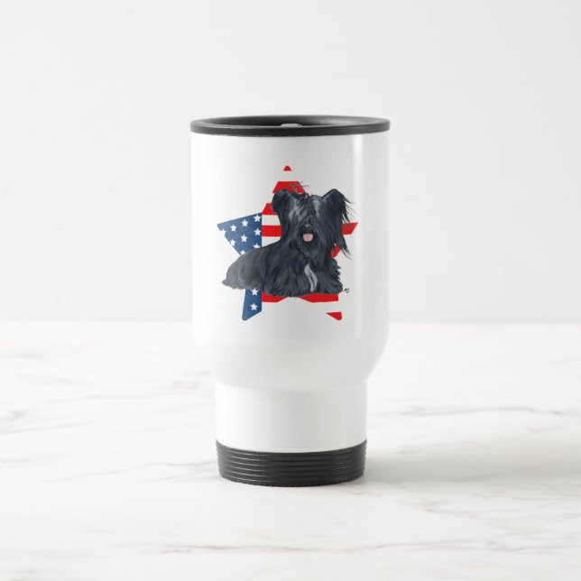 Patriotic Skye Terrier Travel Mug Reisebecher (Mittel)
