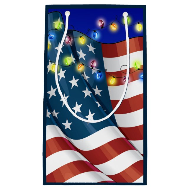 Patriotic Small Christmas Paper Geschenk Tasche Kleine Geschenktüte (Vorderseite)