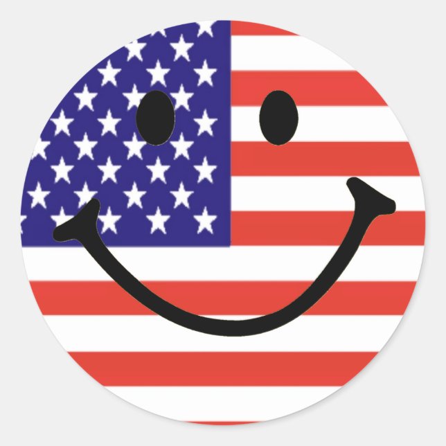 Patriotic Smile Face Runder Aufkleber (Vorderseite)