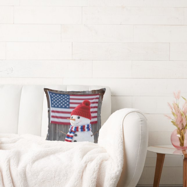 Patriotic Snowman With American Flag Kissen (Liege)