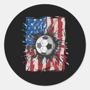 Patriotic Soccer 4. Juli Männer US-amerikanische F Runder Aufkleber