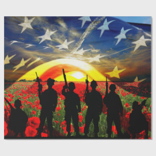 Patriotic Soldiers amerikanische Flagge Geschenkpapier