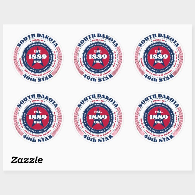Patriotic South Dakota Circle Design Sticker (Blatt)