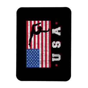 Patriotic Sports Gift American USA Flag Girls Gymn Magnet