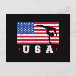 Patriotic Sports Gift American USA Flag Girls Gymn Postkarte