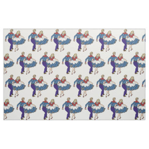 Patriotic Square Dancers USA Red White & Blue Stoff