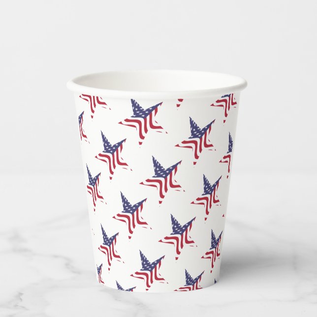 Patriotic Star American Flag Patriotic Paper Cups Pappbecher (Vorderseite)
