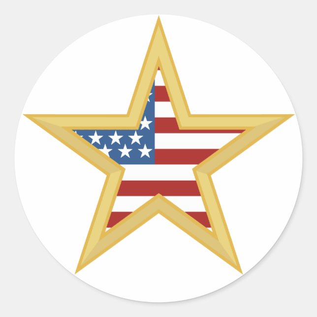 Patriotic Star-Aufkleber Runder Aufkleber (Vorderseite)