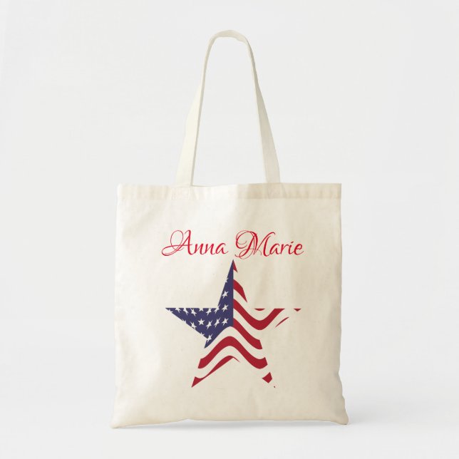 Patriotic Star Personalisiert Tote Bag Amerika Tragetasche (Vorne)