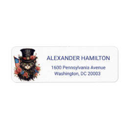 Patriotic Star Spangled Cat Return Address