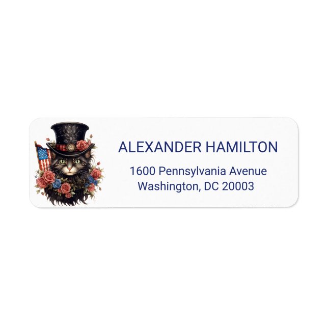 Patriotic Star Spangled Cat Return Address (Vorne)