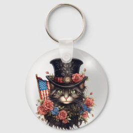 Patriotic Star Spangled Cat Schlüsselanhänger