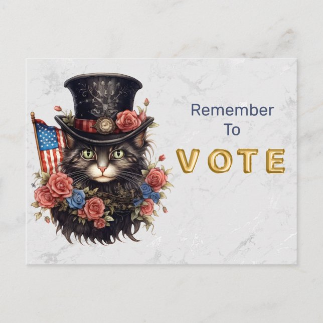 Patriotic Star Spangled Cat Vote Postkarte (Vorderseite)