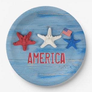 Patriotic Starfish Pappteller