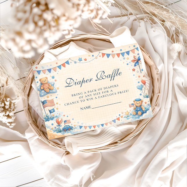 Patriotic Stars & Stripes Diapper Raffle Begleitkarte (Von Creator hochgeladen)