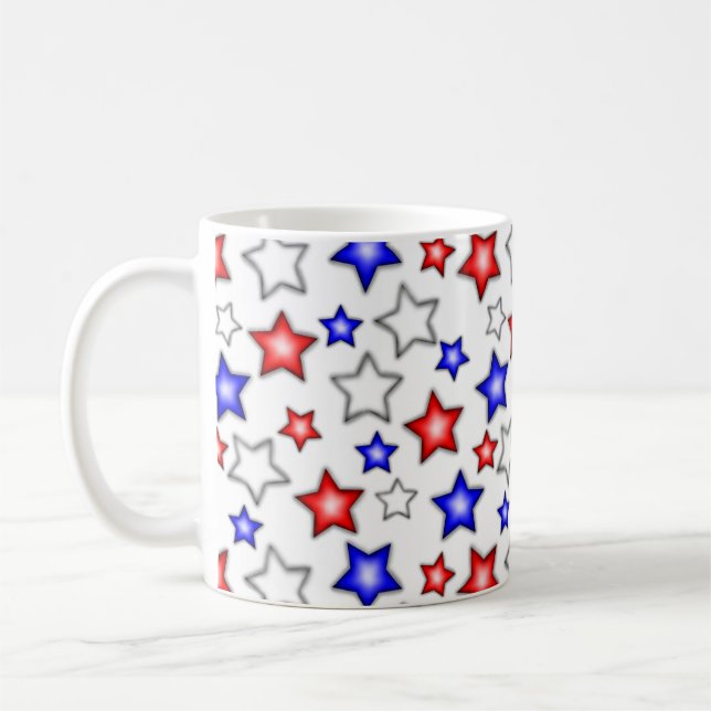 Patriotic Stars - White Coffee Mug Kaffeetasse (Links)