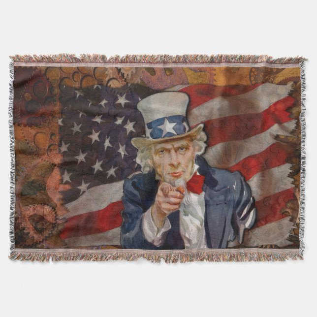 Patriotic Steampunk Sam & US Flag Decke (Vorderseite)