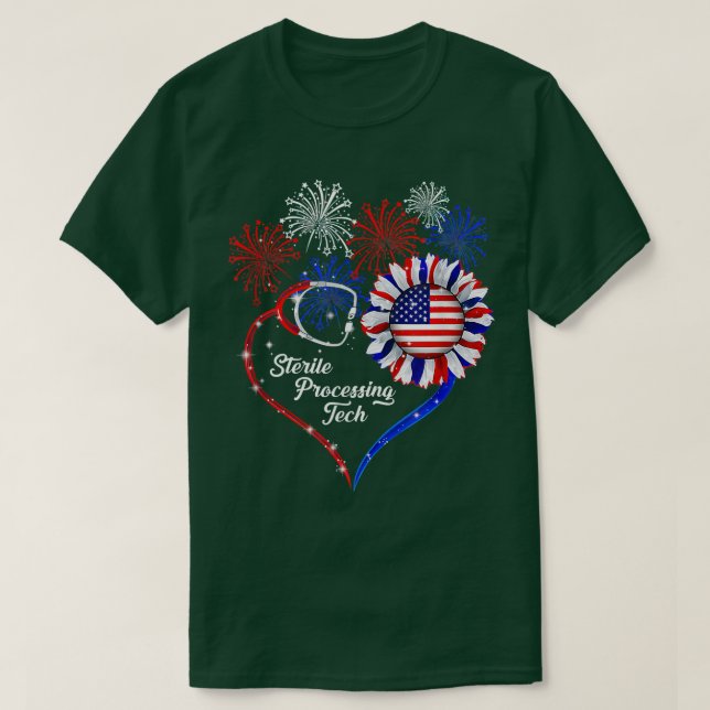 Patriotic Sterile Processing Tech 4. Juli Amer T-Shirt (Design vorne)
