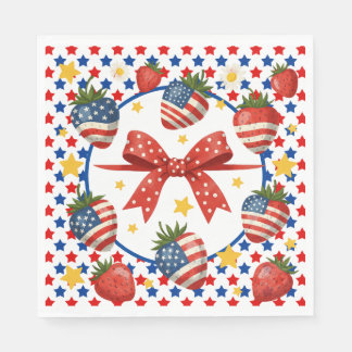 Patriotic Strawberries  Napkins Serviette