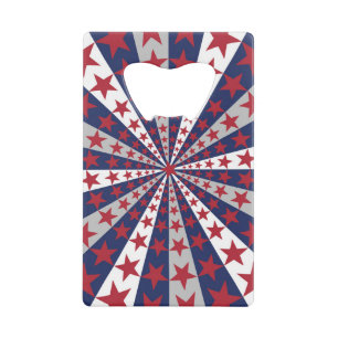 Patriotic Sunburst: American Flag Artwork Geldbeutel Flaschenöffner
