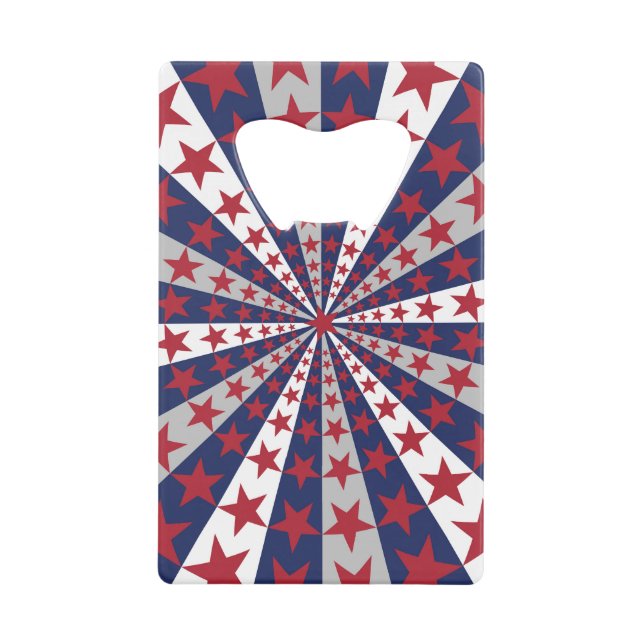 Patriotic Sunburst: American Flag Artwork Geldbeutel Flaschenöffner (Vorderseite)