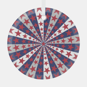 Patriotic Sunburst: American Flag Artwork Ornament Aus Glas