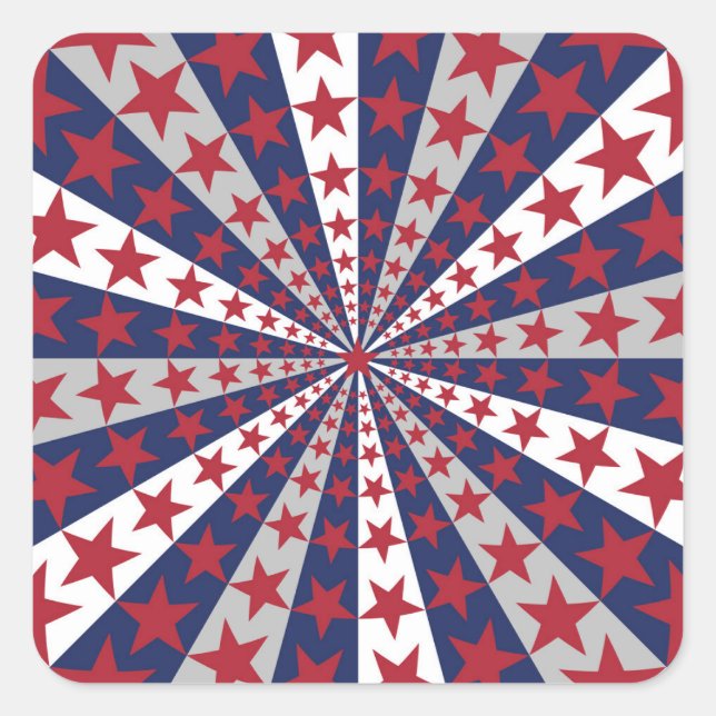 Patriotic Sunburst: American Flag Artwork Quadratischer Aufkleber (Vorderseite)