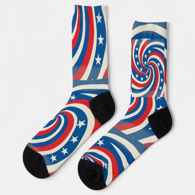 Patriotic Swirling Stars & Stripes Bold USA Pride Socken (Linkes Detail)
