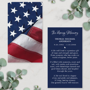 Patriotic Sympathy Funeral Memorial Prayer Card