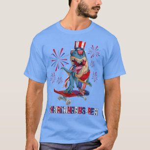 Patriotic T Re Skeleton American Flag Cool Dinosau T-Shirt