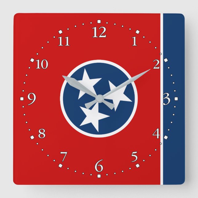 Patriotic Tennessee State Flag Quadratische Wanduhr (Vorderseite)