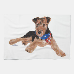 Patriotic Terrier Puppy Geschirrtuch