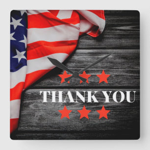 Patriotic Thank you Quadratische Wanduhr
